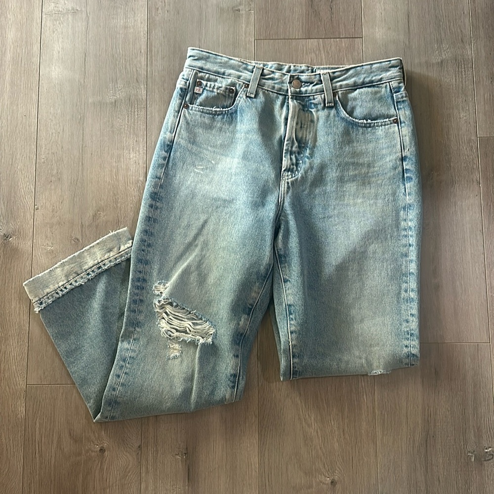 AGOLDE Alexxis Crop High Rise Vintage Fit Straight Jeans Distressed